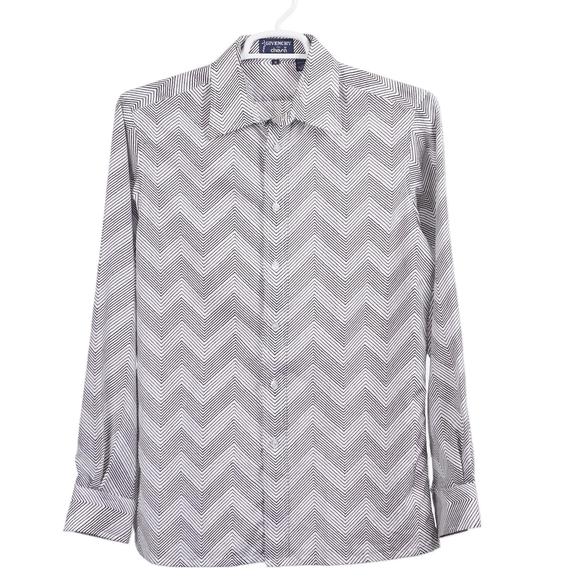 GIVENCHY For Chesa Vintage Shirt Men M Brown Chevron Stripe Button Up 70s 1970s - Picture 1 of 12
